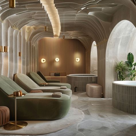 Spa Lounge Design, Spa Suite Ideas, Spa Corridor, Spa Resort Interior, Wellness Spa Interior Design, Green Atrium, Spa Building, Spa Design Interior, Luxury Spa Design