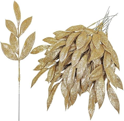 20 Pieces Gold Glittered Artificial Leaf Spray Picks 12" Tall for Christmas Winter Wedding Wreath Tree Swag Floral Arrangment Vase Bouquets Table Centerpieces Decoration : Amazon.ca: Home Diy Crafts Vases, Christmas Tree Spray, Christmas Winter Wedding, Christmas Leaves, Christmas Bouquet, Glitter Leaves, Table Centerpiece Decorations, Christmas Tree Diy, Wreath Garland