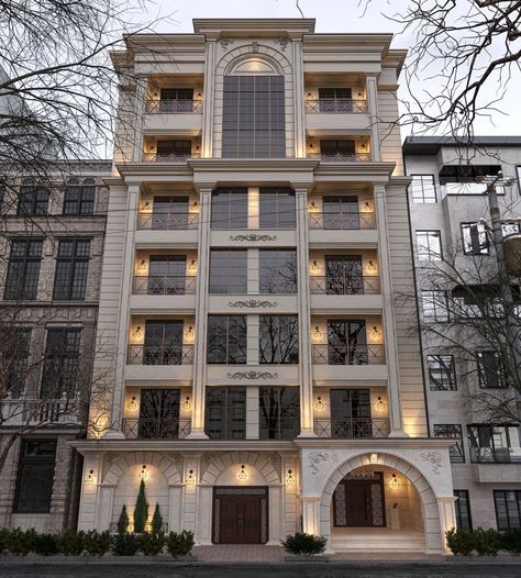 avesta building Classic Residential Building, Classic Facade Design, Neoclassical Exterior, Apartment Exterior Design, Building Design Plan, Classic Facade, Townhouse Exterior, Apartments Exterior, Apartment Exterior