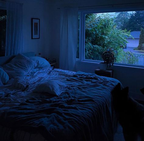 Dark Bedroom Aesthetic, Dark Blue Rooms, Aesthetic Nostalgia, 2020 Aesthetic, Dreamy Room, Quiet Life, Blue Rooms, Dream Room Inspiration, Blue Hour