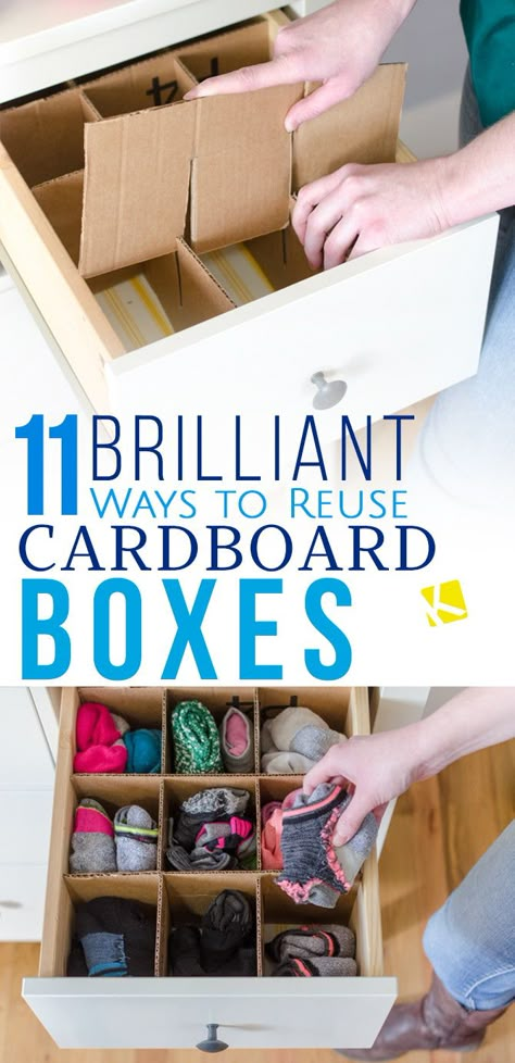 You can do so much with cardboard — kids crafts, DIY organization, and more! #cardboard Studio Seni, Diy Drawer Dividers, Koti Diy, Painted Furniture Colors, Diy Drawers, Organize My Life, Astuces Diy, Mason Jar Crafts Diy, Drawer Dividers