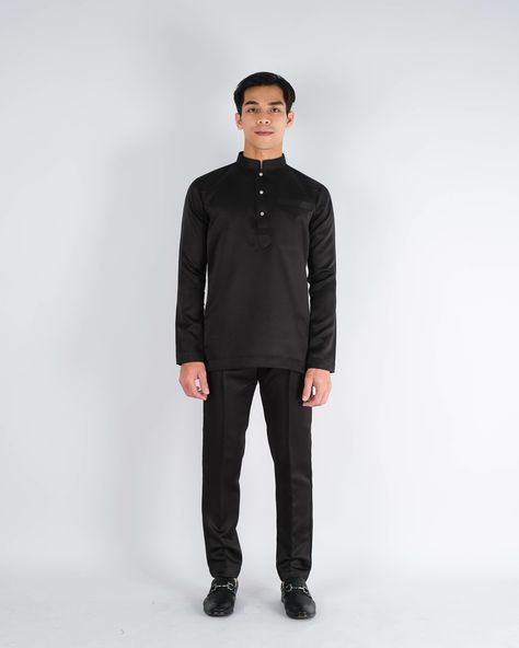 Baju Melayu Cekak Musang – ADNAA Top Brands, Ootd, Character Design, Wardrobe, Black