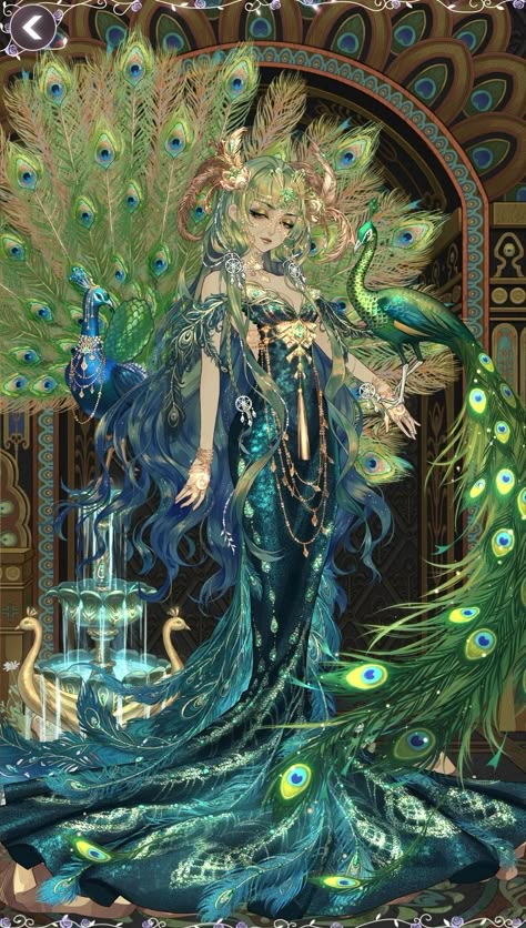 Peacock Fantasy Art, Peacock Human Hybrid, Peacock Character Design, Peacock Human, Peacock Hybrid, Peacock Woman, Peacock Suit, Peacock Clothes, Peacock Gown