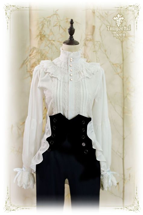 Immortal Thorn -The Forever Prince- Ouji Lolita Blouse Áo Blu, Gaun Abad Pertengahan, Baby Mode, Old Fashion Dresses, Vestidos Vintage, Fantasy Dress, Fantasy Fashion, Lolita Dress, Mode Vintage