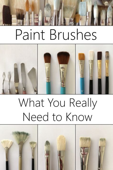 Artist Painting Tools, Best Brushes For Oil Painting, Paint Brush Types And Uses, Paint Oil Paintings, How To Use Different Paint Brushes, What Do You Need For Oil Painting, Art Instructions Tutorials, Difference Between Oil And Acrylic Paint, Acrylic Brush Techniques