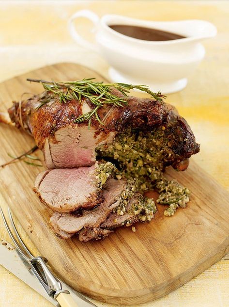 Stuffed Leg Of Lamb Recipes, Stuffed Leg Of Lamb, Rosemary Lamb, Leg Of Lamb Recipe, Stuffed Lamb, Celebrity Food, Lamb Leg Recipes, Fakeaway Recipes, Lamb Recipe