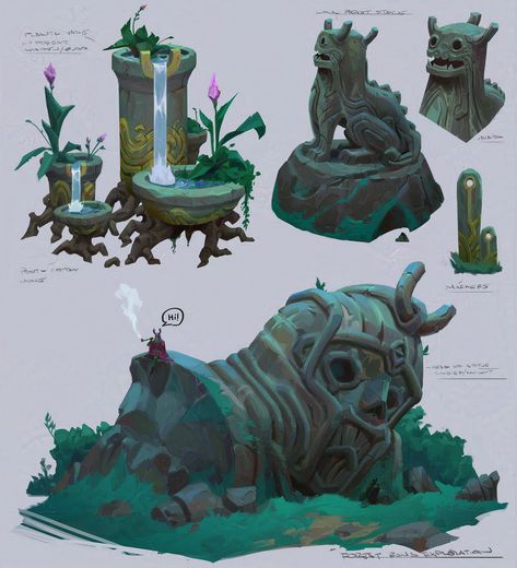 Forest Ruins, Props Concept, Environment Props, Organic Structure, Props Art, Fantasy Props, Game Environment, January 25, Prop Design