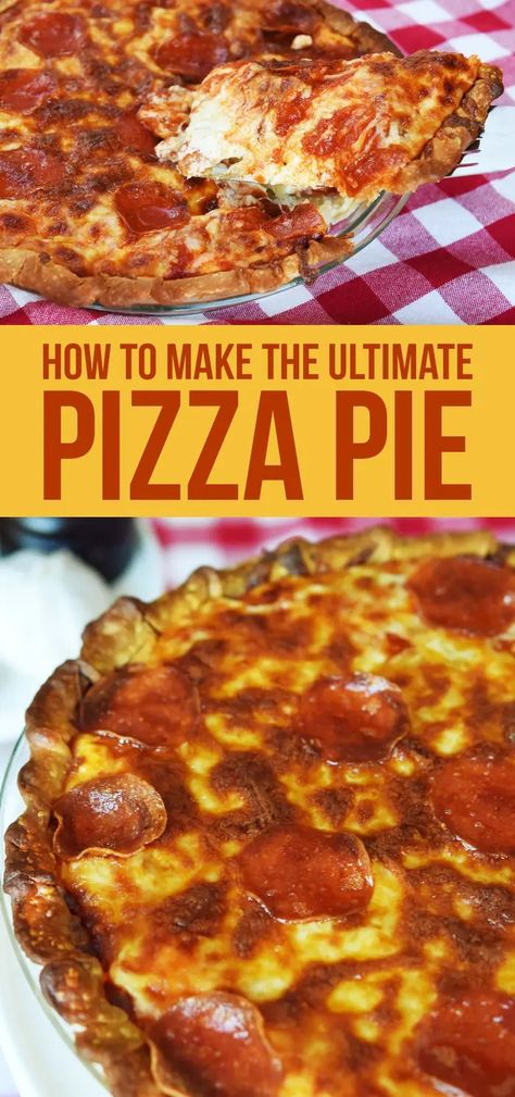 This Is The Only Pizza You Should Call A Pizza Pie Unique Pizza Recipes, Pizza Pie Recipe, Pie Crust Pizza, Enchilada Pie, Pizza Pot Pie, Deep Dish Pizza Recipe, Biscuit Pizza, Meat Lovers Pizza, Happy Pi Day