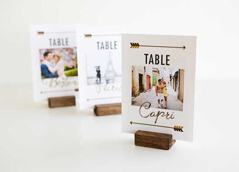 20 DIYs To Personalize Your Wedding: DIY Travel Themed Wedding Table Signs Travel Centerpieces, Wedding Photo Table, Wedding Table Centerpieces Diy, Wedding Table Themes, Travel Themed Wedding, Diy Wedding Table, Wedding Table Names, Card Table Wedding, Signing Table Wedding