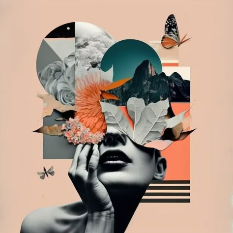 Collage Art Vectors, Photos and PSD files | Free Download Vintage Floral Aesthetic, Face Black And White, Face Collage, Analog Collage, Conceptual Photo, Modern Graphic Art, Digital Collage Art, Photoshop Design Ideas, Photoshop Collage