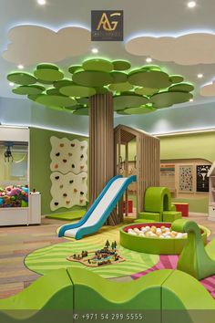 Luxury Playroom, Daycare Design Ideas, Playroom Interior, Indoor Playground Design, Kindergarten Interior, Daycare Design, Play Cafe, Kindergarten Design, Modern Kids Room