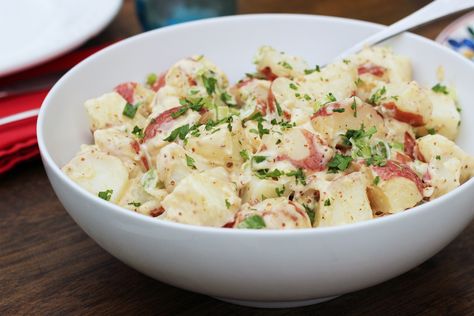 Traditional Potato Salad Recipe, Cream Of Onion Soup, Homemade Potato Salads, Whole Grain Mustard, Red Potato Salad, Greek Pasta Salad, Red Potato, Mustard Recipe, Salads Side Dishes