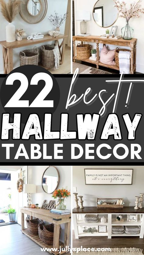 entryway table decor ideas, hallway table decor ideas, entry table ideas Mirror And Table Entry Ways Hallways, Entryway Ideas Glass Table, End Of Hallway Table Decor, Entryway Table Decor Small Space, Console Table In Hallway, Hall Table Decor Ideas, Boho Mudroom, Entryway Ideas Boho, Door Entry Table