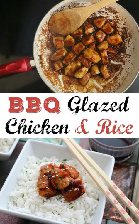 Chicken And Rice Dinner Ideas, Bbq Chicken And Rice, Bbq Glazed Chicken, Rice Dinner Ideas, Chicken And Rice Dinner, Easy Bbq Chicken, Chicken Over Rice, Chicken And Rice Recipe, Chicken Rice Bowls