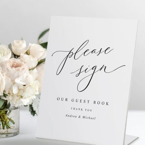 Wedding Sign Wedding Signs | Zazzle Guest Book Table For Wedding, Entrance Seating, Open Bar Wedding Sign, Table For Wedding, Bar Wedding Sign, Open Bar Wedding, Wedding Decor Modern, Modern Guest Book, Wedding Guest Book Table