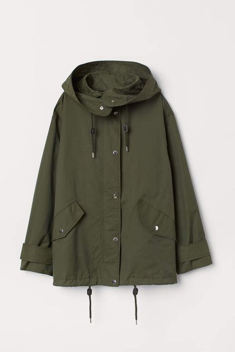 H&M - Short Nylon-blend Parka - Green H&m Shorts, Parka Jacket, Character Outfits, Khaki Green, Minimal Fashion, Jacket Outfits, Everyday Fashion, Fashion Art, Parka