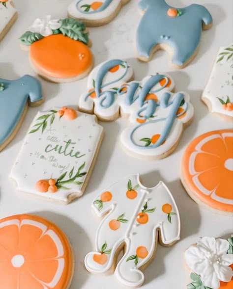 Cutie Gender Reveal, Cutie Baby Shower Theme, Little Cutie On The Way, Cutie Theme, Cutie On The Way, Cutie Is On The Way, Citrus Baby, Orange Baby Shower, Baby Shower Theme Decorations