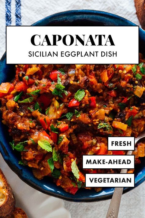 Caponata Recipe, Eggplant Caponata, Eggplant Recipes Easy, Fried Eggplant, Eggplant Dishes, Sicilian Recipes, Summer Meals, Vegetarian Dinners, Eggplant Recipes