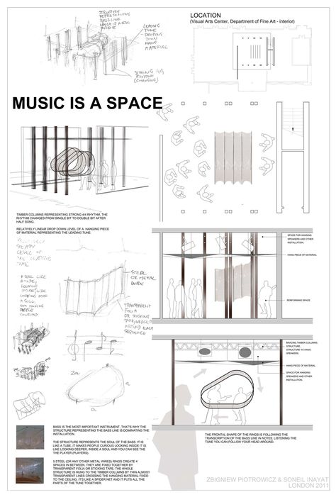 Music in Architecture - Architecture in Music Competitionby Zbigniew Piotrowicz & Soneil Inayat Music is a space. The architectural concept creates an intere... Music School Architecture Concept, Music Museum Architecture, Plan Concept Architecture, Posters Architecture, Composition Ideas, Architectural Concept, Architectural Orders, Commercial And Office Architecture, Music Museum