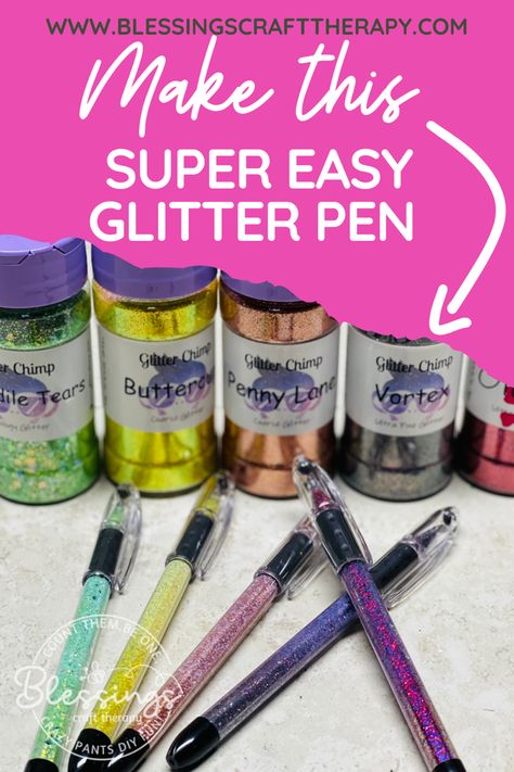 How To Make Glitter Pens, Glitter Crafts Adults, Diy Glitter Pens, Epoxy Pens Ideas, Diy Glitter Crafts, Glitter Pens Art, Homemade Glitter, Diy Pens, Mod Podge Glitter