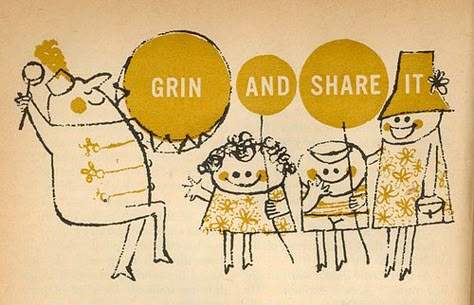 Grin and share it by wardomatic, via Flickr Retro Animation, Grin And Bear It, Mid Century Illustration, Modern Illustration, Pretty Drawings, Fun Illustration, Vintage Illustrations, Retro Illustration, Painting Inspo