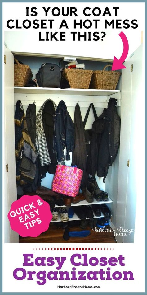 Entryway Coat Closet, Small Entryway Closet, Small Entry Closet, Entry Closet Organization, Coat Closet Storage, Hall Closet Organization, Coat Closet Makeover, Coat Closet Ideas, Small Coat Closet