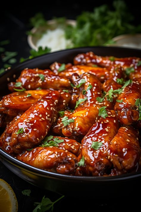 Food Ideas For Party, Honey Chicken Wings, Honey Garlic Chicken Wings, Chicken For Dinner, Food Savory, Salty Food, Garlic Chicken Wings, Mouthwatering Food, Soul Food Dinner