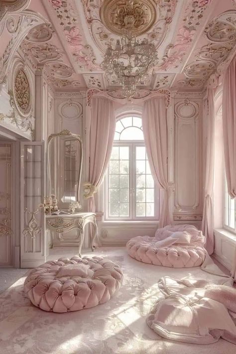 32 Visions of Elegance: A Coquette's Luxurious Shabby Chic Princess Room with Vintage Charm Bedroom Ideas Luxury, Princess Bedrooms, Castle House Design, Diy Home Interior, Vintage Meets Modern, Princess Bedroom, Coquette Room, Princess Room, Girly Room