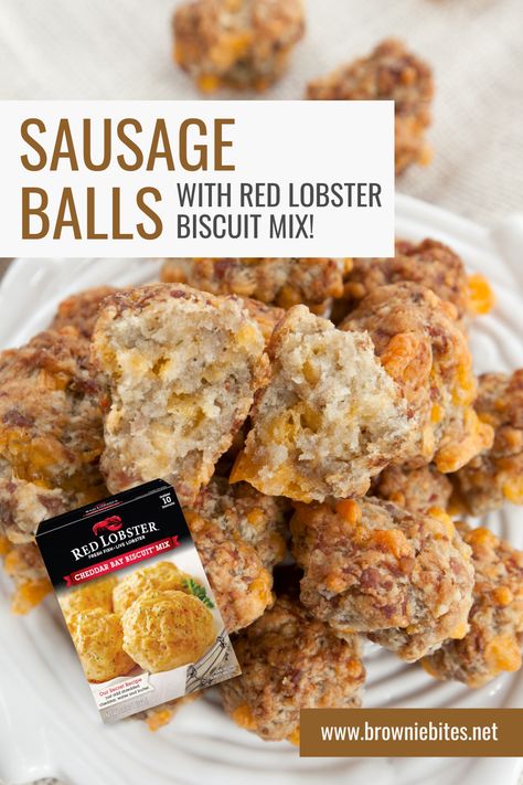 Sausage Balls With Red Lobster Biscuit mix - Brownie Bites Blog Cream Cheese Sausage Balls Red Lobster, Red Lobster Buiscits Recipes, Sausage Cheese Balls With Red Lobster, Sausage Red Lobster Balls, Red Lobster Cheddar Bay Biscuits Sausage, Garlic Cheeseburger Bites Red Lobster, Red Lobster Biscuit Mix Sausage Balls, Red Lobster Biscuit Sausage Balls, Sausage Balls Red Lobster Biscuit