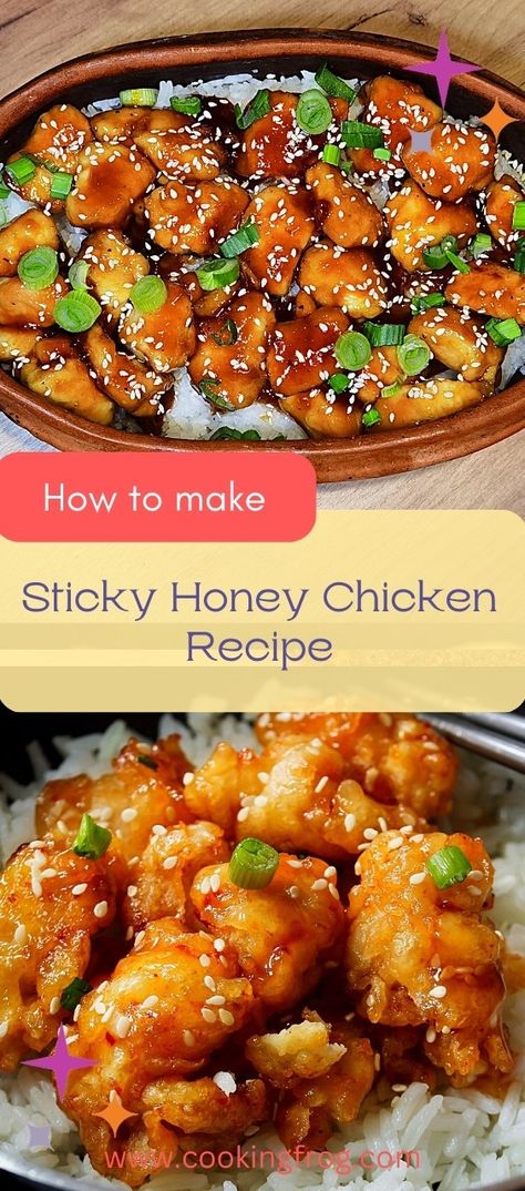 Chicken Chunks Recipes, Sticky Honey Chicken, Chinese Takeout Recipes, Asian Inspired Chicken, Sticky Chicken Recipe, Chicken With Pasta, Food Chicken Recipes, Easy Tart Recipes, Takeout Recipes