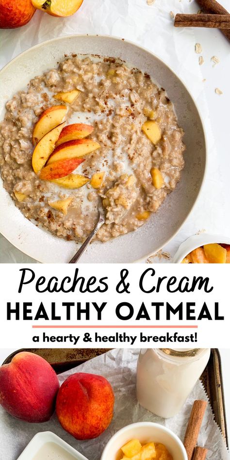 Oatmeal With Peaches, Peach Oatmeal, Healthy Oatmeal Recipes, Breakfast Oatmeal Recipes, Homemade Oatmeal, Lost 100 Pounds, Healthy Oatmeal, Peach Recipe, Oatmeal Breakfast