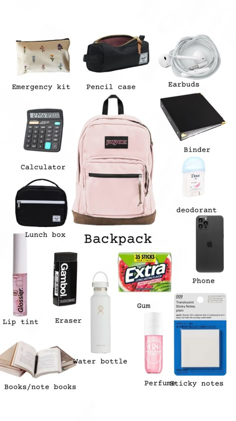 School Bag Essentials For Teens, School Needs List, School Bag Organization, Back To School Things, Needs List, Back To School Needs, Middle School Essentials, School Emergency Kit, School Backpack Essentials