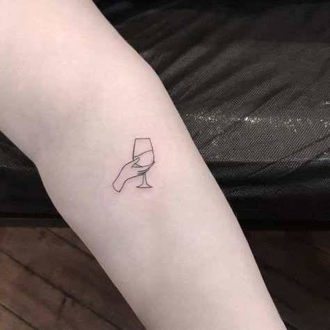 Wine Cheers Tattoo, Be Free Tattoo, Feel Tattoo, Cheers Tattoo, Wine Tattoo, 42 Tattoo, Fineline Tattoo, Fine Line Tattoo, Matching Tattoo