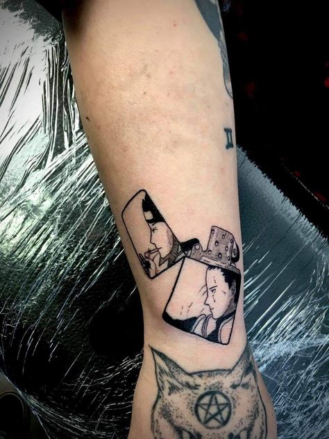 Shikamaru Lighter Tattoo, Shikamaru Tattoo Ideas, Pec Tattoo, Uchiha Tattoo, Kakashi Tattoo, Naruto And Shikamaru, Naruto Painting, Cute Henna, Light Tattoo