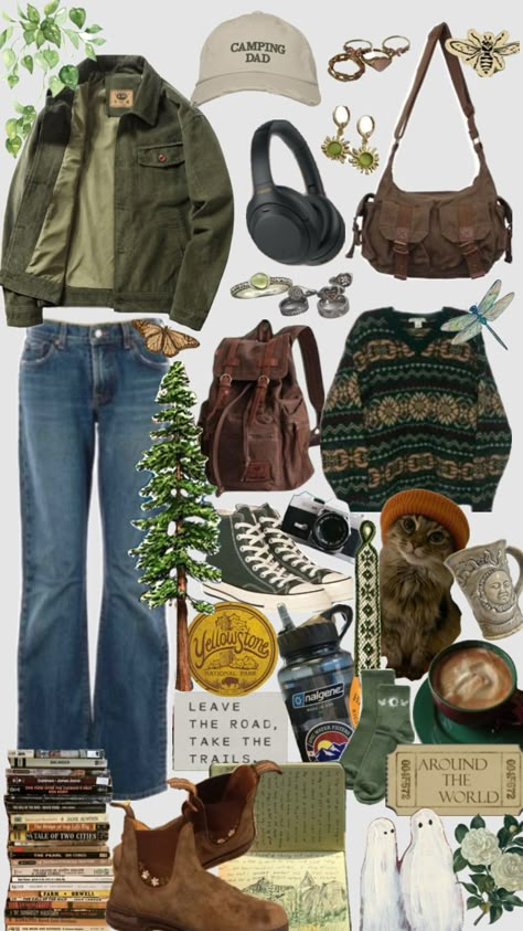 #hippie #granola Geek Girl Style, Aesthetic Cryptidcore, Granola Girl Fall Outfits, Retro Hippie Outfits, Granola Academia, Granola Aesthetic Outfit, Granola Style Outfits, Cute Granola Outfits, Hippie Outfits Winter