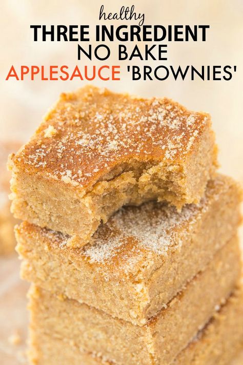 3 Ingredient No Bake Applesauce Brownies (Paleo, Vegan, Gluten Free) Applesauce Brownies, Dessert Restaurant, Healthy No Bake, Resep Brownies, Low Carb Brownies, God Mat, Paleo Dessert, Healthy Sweets, Free Desserts