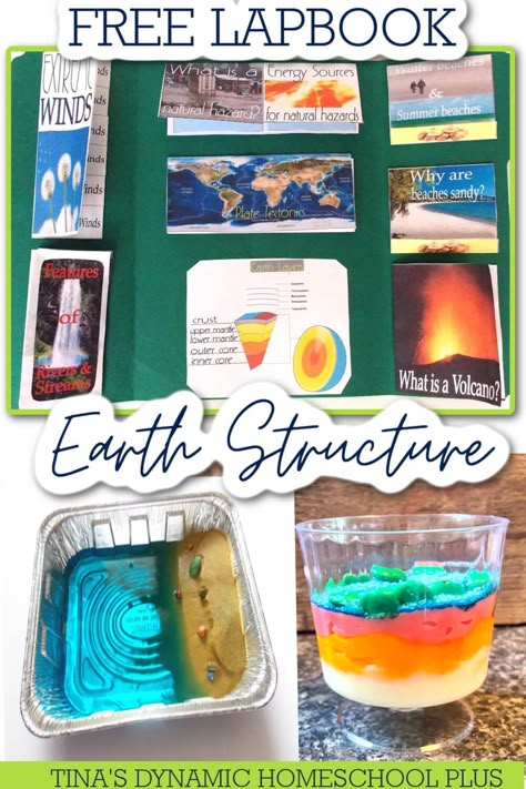 Free Earth Science Lapbook & Unit Study Ideas. I have the rest of the minibooks to go with the free earth science lapbook, which is Earth’s Structures. Also, look at my page Lapbook Ideas for more homeschool lapbooks. Too, I have a cover which can be used as a lapbook cover or for clip art to decorate notebooking pages. Also, I focused on two units, which are Unit Three: Plate Tectonics and Earth’s Structure and Unit Four: The Shape of Earth’s Surface. Layers Of The Earth Food Project, Earth Unit Study, Earths Core Project, Earth Math Activities, Earth Systems Activities, Earth Science Stem Activities, Earth Science For Kindergarten, Earth Science Unit Study, Earth’s Layers Project