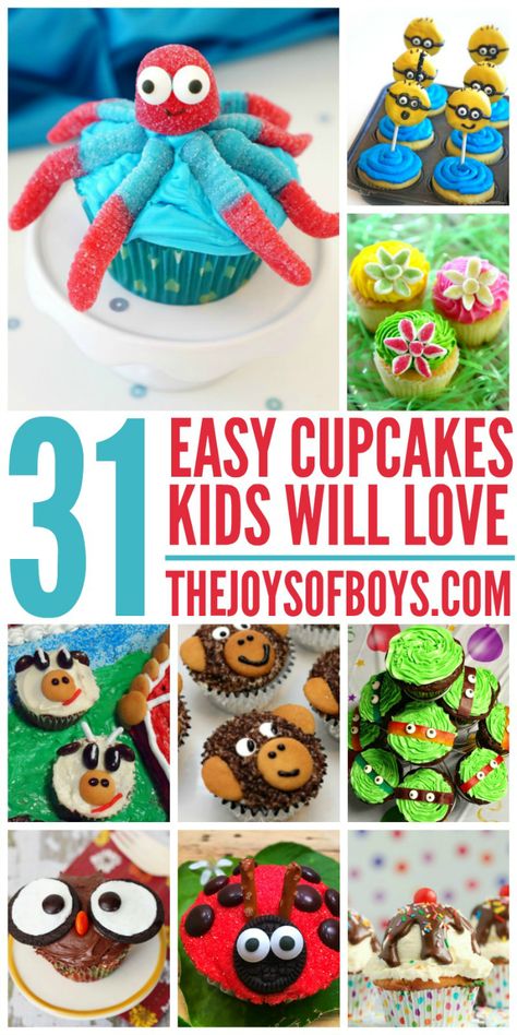 Easy Cupcake Recipes Kids Will Love #cupcakes #cupcakerecipes #kidfood #kidrecipes #kidcupcakes #foodforkids #easycupcakes #easycupcakesrecipes Cupcakes Kids, Recipes Cupcakes, Cupcake Recipes For Kids, Birthday Cupcakes Decoration, Cake Recipes For Kids, Cupcakes For Boys, Easy Cupcake Recipes, Cupcakes Recipes, Kid Cupcakes