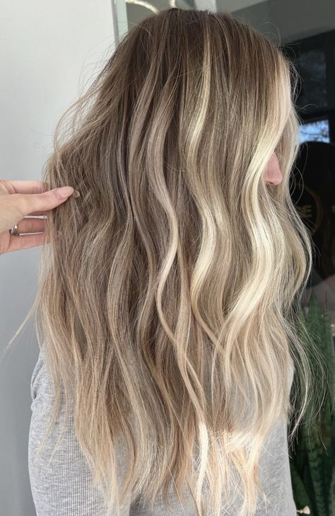 Lived In Blonde With Dimension, Long Lived In Blonde, Natural Blonde Foils, Blonde Balayage Ponytail, Money Pieces On Dirty Blonde Hair, Biscuit Blonde Highlights, Small Highlights In Dirty Blonde Hair, Teddy Bear Blonde Highlights, Blond Highlights On Brown Hair Medium Length