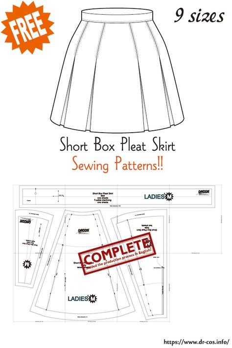 Free Pleated Skirt Pattern, Tennis Skirt Pattern Sewing, Mood Fabrics Free Pattern Skirt, How To Sew A Pleated Skirt, Short Skirt Patterns Sewing, Pleated Skirt Patterns Sewing, Mini Skirt Pattern Free, Box Pleat Skirt Pattern, A Line Skirt Pattern Free