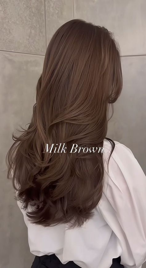 Hazelnut Ash Brown Hair, 2025 Hair Colour Trends, Chocolate Greige Hair, Cool Toned Chocolate Brown Hair, Natural Wavy Hair Layers, Different Brunette Hair Colors, Kpop Brown Hair, Brown Hair On Fair Skin, Dyed Hair Natural Colors