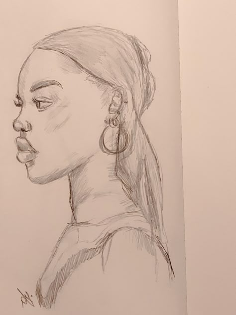 Girl Side Profiles Black Drawing, Side Profile Reference Drawing Tutorials, Sketches Of Black Women, How To Draw Side Profile, Side Profile Reference Drawing, Side Profile Drawing Reference, Draw Side Profile, Side Profile Sketch, Side Profile Art