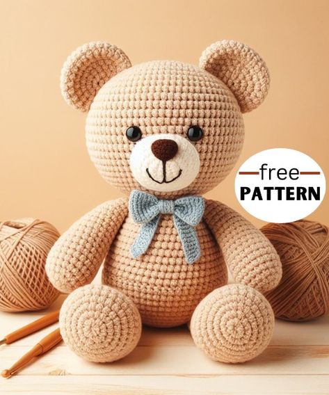 Free Plush Teddy Bear Teddy Bear Ideas, Crochet Baby Teddy, Crochet Teddy Bear Pattern Free, Teddy Bear Crochet Pattern, Teddy Bear Patterns Free, Teddy Bear Crochet, Bear Ideas, Bear Crochet Pattern, Bear Patterns Free