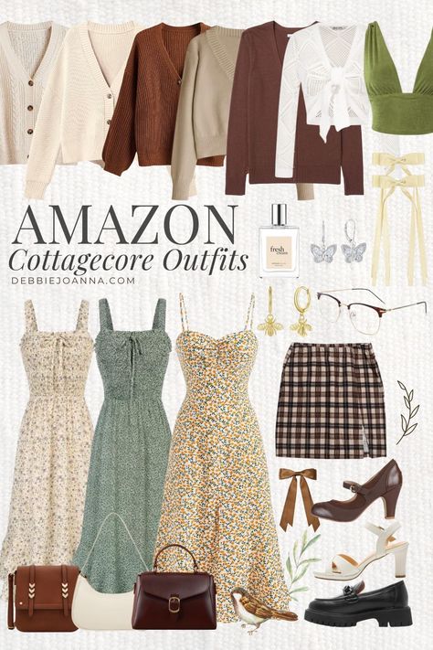 Top 10 Cottagecore Outfit Ideas from Amazon Cottagecore Dress Outfit Ideas, Dress Outfits Cottagecore, Cottagecore Business Outfit, Cottagecore Fashion Over 40, Minimalist Cottagecore Outfit, Cottage Core Amazon Finds, Homesteading Aesthetic Outfit, Capsule Wardrobe Cottagecore, Indyx Wardrobe