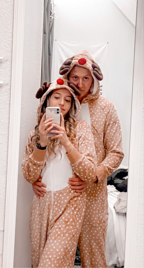 Couple Onesies Christmas, Matching Christmas Onesies, Christmas Onesie Couple, Couples Onesies, Bestie Fits, Christmas Onsies, Deer Onesie, Reindeer Onesie, Besties Christmas