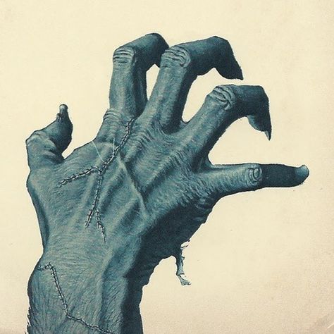 Frankenstein hand. Frankenstein Book, Creepy Hand, The Modern Prometheus, Monster Hands, Space Ghost, Zombie Hand, Catty Noir, Hand Drawing Reference, Retro Horror