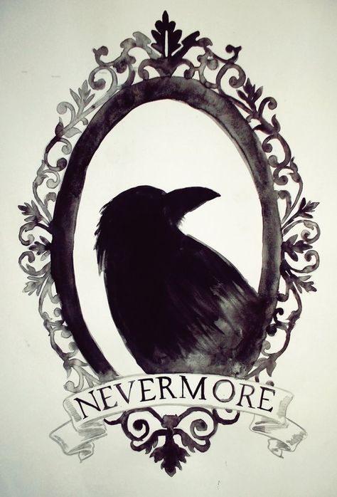 nevermore The Raven Edgar Allen Poe Tattoo, Raven Nevermore Tattoo, Nevermore Wallpaper, Nevermore Tattoo, Bujo Illustration, Dark Gothic Wallpaper, Edgar Allen Poe Tattoo, Poe Tattoo, Nevermore Raven