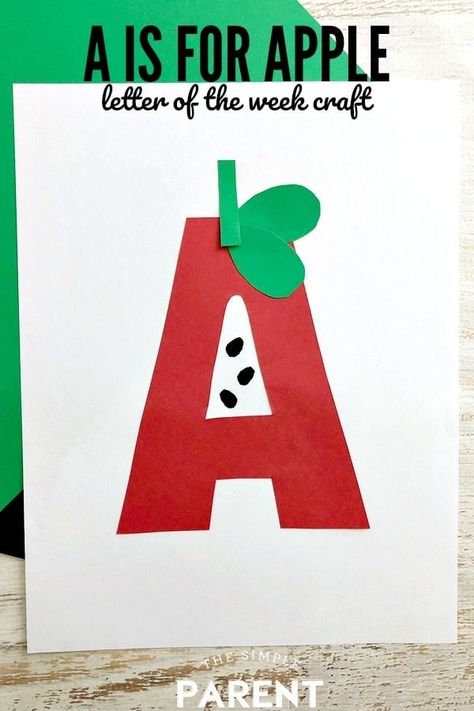 A For Apple Craft, Letter A Craft, Letter Of The Week Crafts, Apple Crafts Preschool, Letter A Alphabet, Preschool Apple Activities, Back To School Crafts For Kids, Apple Letters, September Preschool