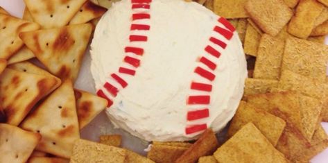 Baseball Themed Appetizers, Baseball Themed Party Food, Baseball Cheeseball, Baseball Appetizers, Baseball Charcuterie Board, Baseball Food Ideas, Red Sox Birthday Party, Baseball Party Food, Baseball Food Party