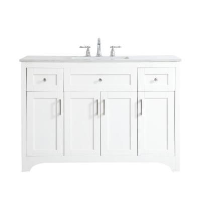 Timeless Home 48 in. W x 22 in. D x 34 in. H Single Bathroom Vanity in White with Calacatta Quartz Single Sink Bathroom Vanity Ideas, Bathroom Vanity White, Single Vanities, Calacatta Quartz, Bathroom Vanity Ideas, Cultured Marble Vanity Top, Quartz Vanity Tops, Single Sink Bathroom, White Vanity Bathroom